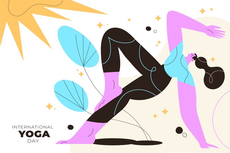 Vecteur gratuit fond plat pour la célébration de la journée internationale du yoga