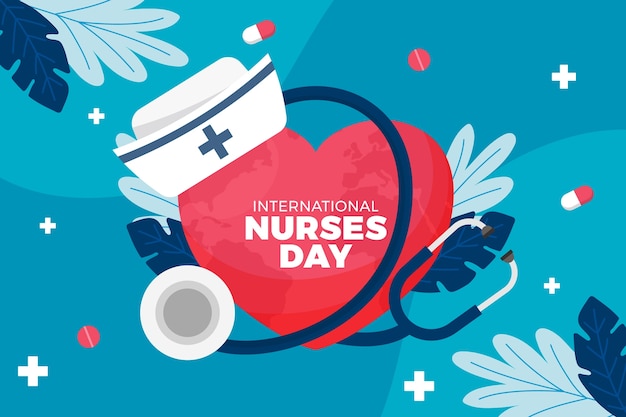 Vecteur gratuit fond plat pour la célébration de la journée internationale des infirmières