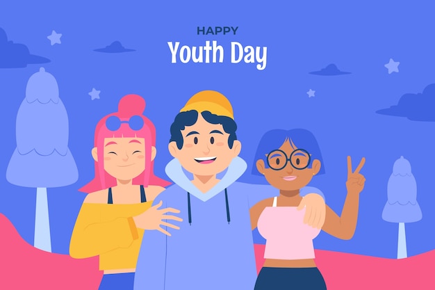Fond plat pour la célébration de la journée internationale de la jeunesse
