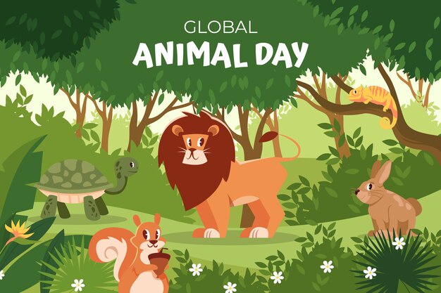 Fond plat pour la célébration de la journée mondiale des animaux