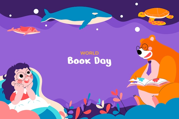 Fond plat pour la célébration de la journée mondiale du livre