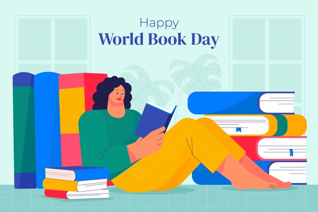 Fond plat pour la célébration de la journée mondiale du livre