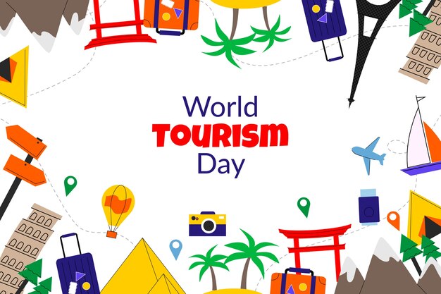 Fond plat pour la célébration de la journée mondiale du tourisme