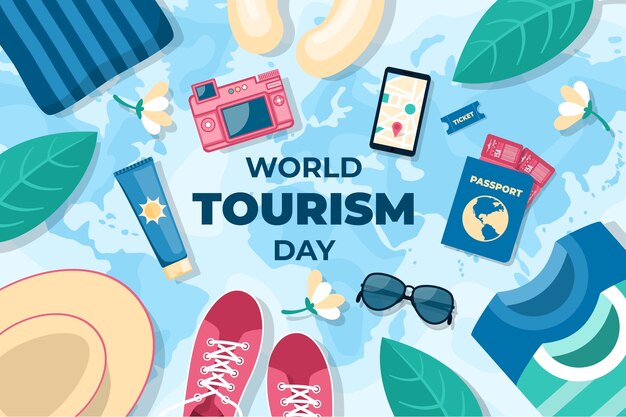 Fond plat pour la célébration de la journée mondiale du tourisme