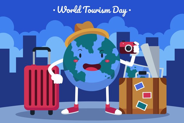 Fond plat pour la célébration de la journée mondiale du tourisme