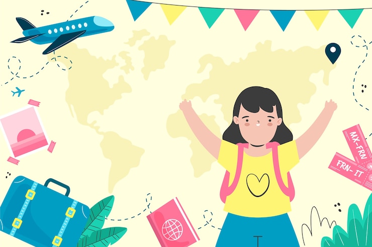 Vecteur gratuit fond plat pour la célébration de la journée mondiale du tourisme