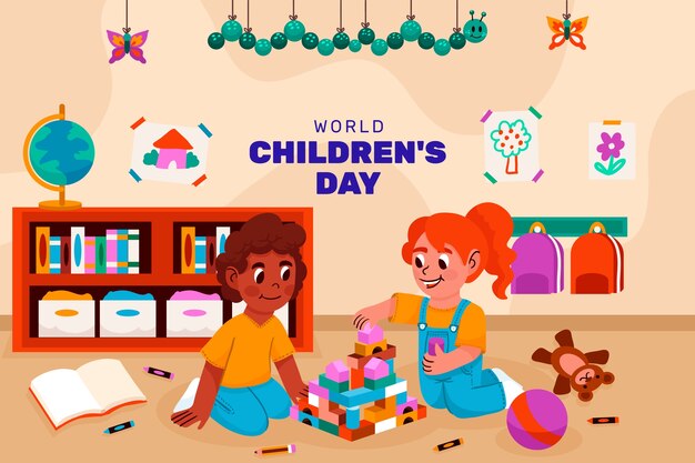 Fond plat pour la célébration de la journée mondiale des enfants