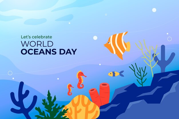 Fond plat pour la célébration de la journée mondiale des océans
