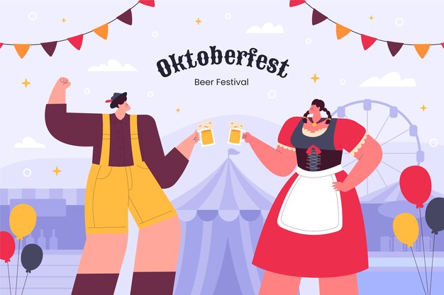 Vecteur gratuit fond plat pour la célébration de l'oktoberfest