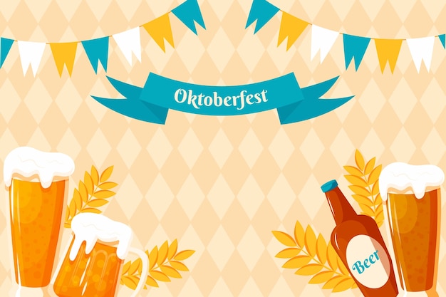 Vecteur gratuit fond plat pour la célébration de l'oktoberfest