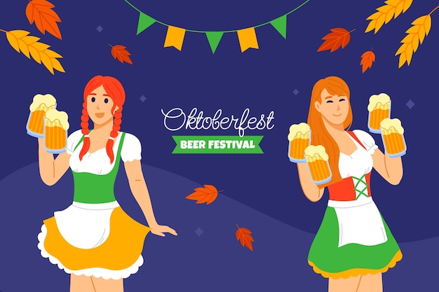 Vecteur gratuit fond plat pour le festival oktoberfest