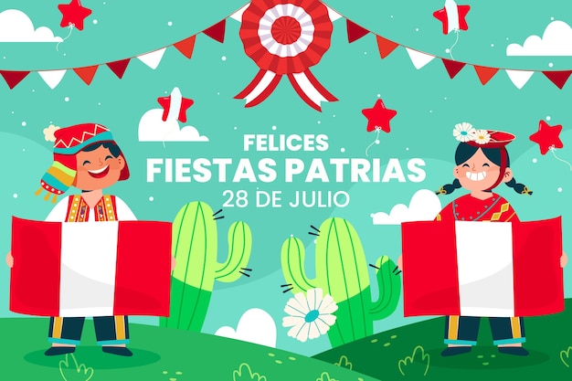 Vecteur gratuit fond plat pour fiestas patrias chili