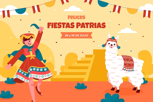 Vecteur gratuit fond plat pour fiestas patrias chili