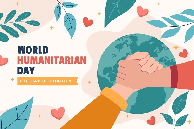 Vecteur gratuit fond plat pour la journée humanitaire mondiale