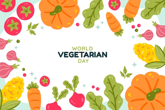 Vecteur gratuit fond plat pour la journée mondiale des végétariens