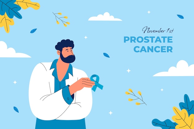 Vecteur gratuit fond plat pour le mois de sensibilisation au cancer de la prostate