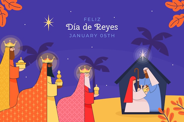 Vecteur gratuit fond plat reyes magos