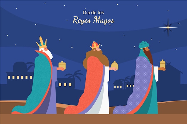 Vecteur gratuit fond plat reyes magos