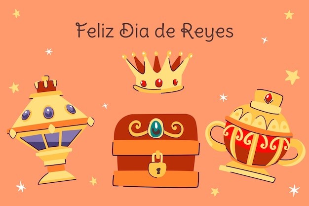 Vecteur gratuit fond plat reyes magos