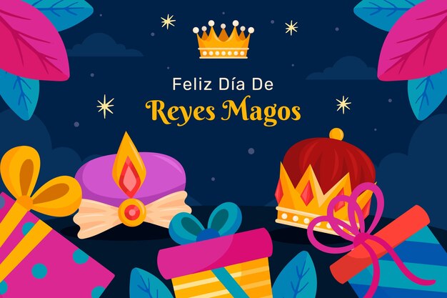 Vecteur gratuit fond plat reyes magos