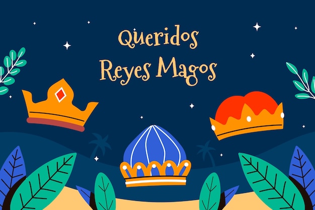 Vecteur gratuit fond plat reyes magos