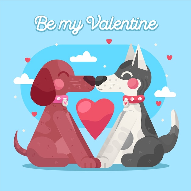 Vecteur gratuit fond plat de la saint-valentin avec des animaux marrants