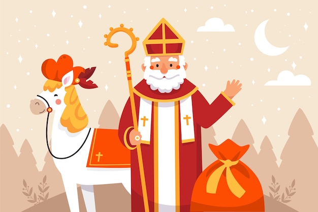 Vecteur gratuit fond plat sinterklaas