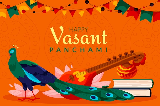 Vecteur gratuit fond plat vasant panchami