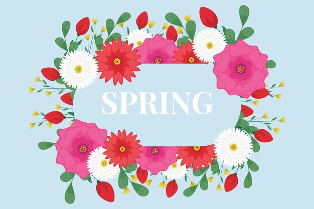 Vecteur gratuit fond de printemps avec cadre floral