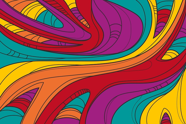 Vecteur gratuit un fond psychédélique et groovy dessiné