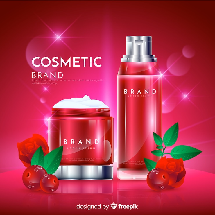 Vecteur gratuit fond de publicité cosmétique naturelle réaliste