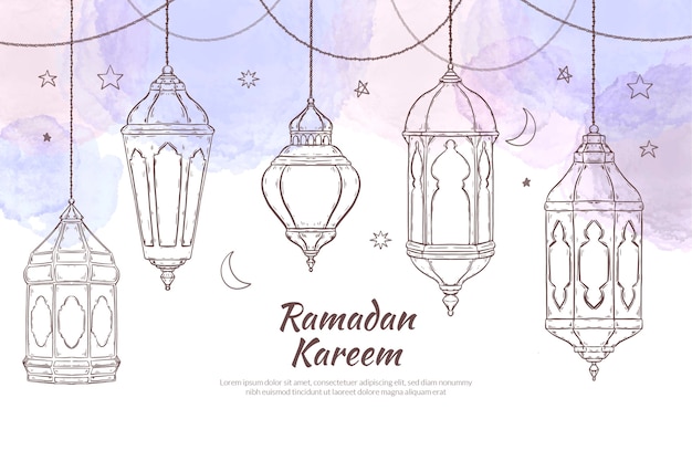 Vecteur gratuit fond de ramadan dessiné à la main