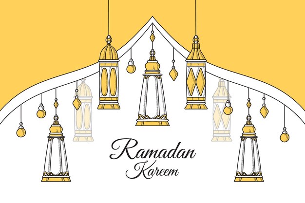 Vecteur gratuit fond de ramadan kareem dessiné à la main