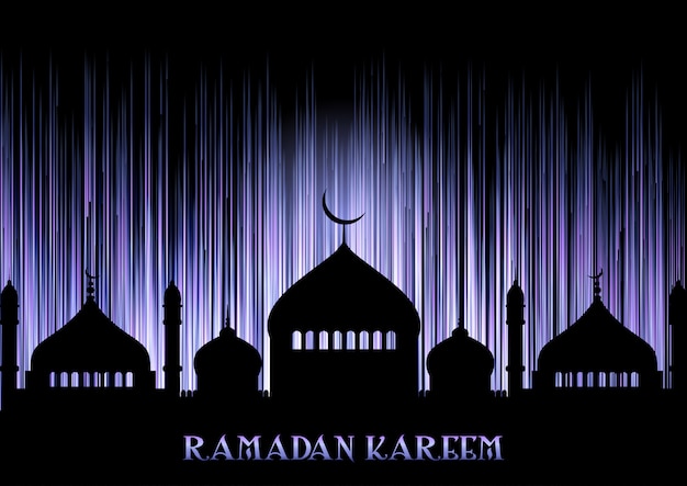 Vecteur gratuit fond de ramadan kareem avec des silhouettes de mosquée