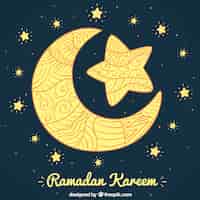 Vecteur gratuit fond ramadan de lune et étoile décorative