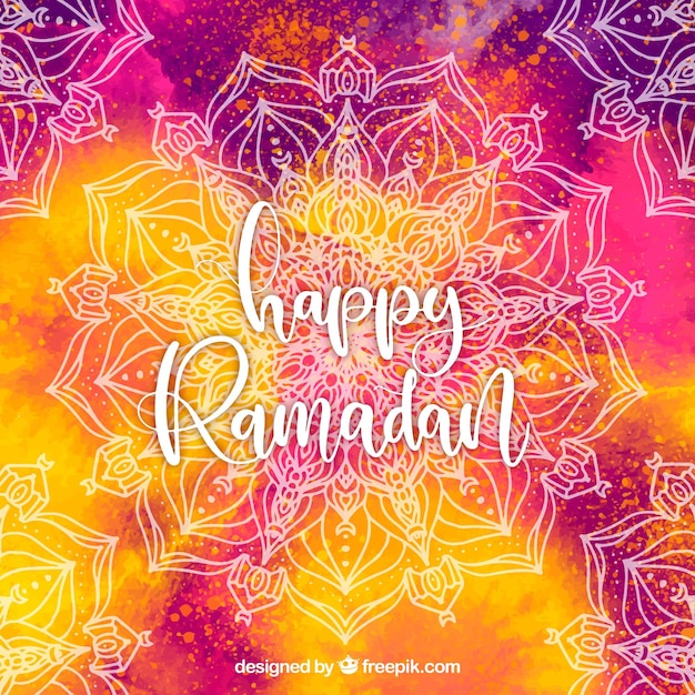 Fond De Ramadan Avec Mandala Dans Un Style Aquarelle