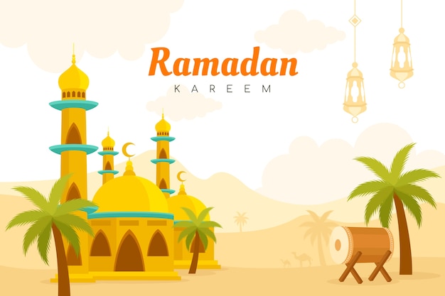 Vecteur gratuit fond de ramadan plat