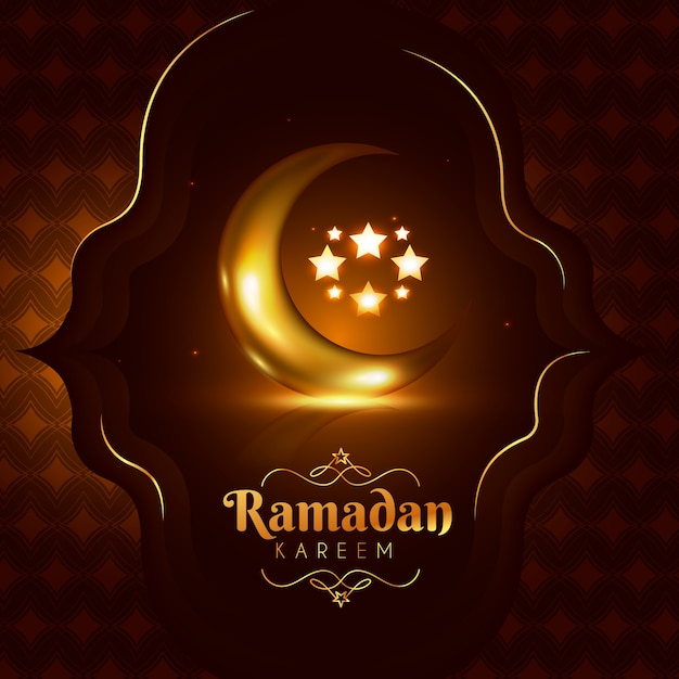 Vecteur gratuit fond de ramadan réaliste avec lune