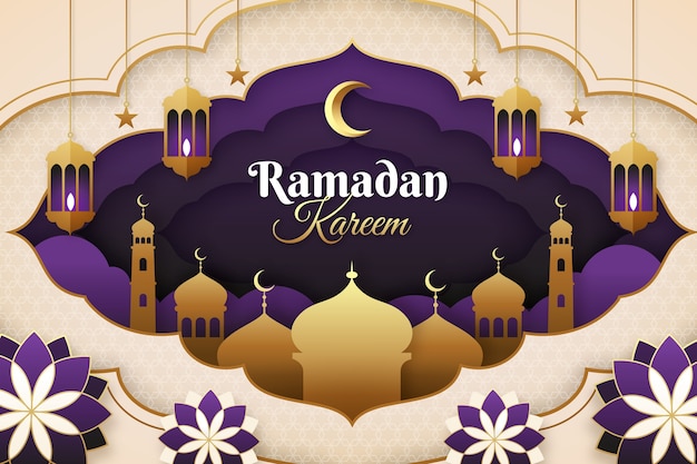 Vecteur gratuit fond de ramadan de style papier