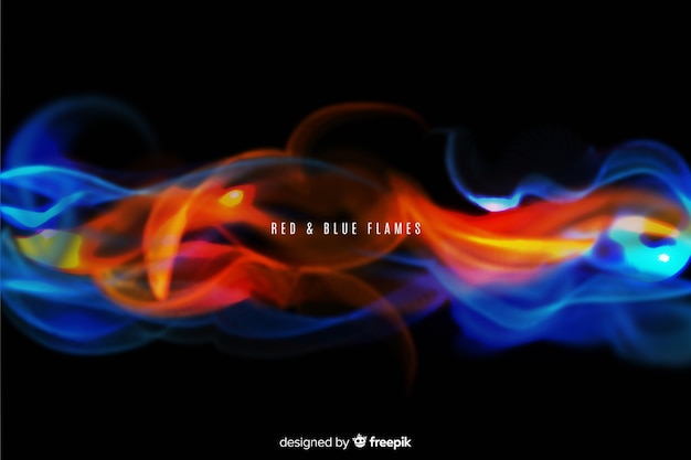 Fond réaliste de flammes rouges et bleues