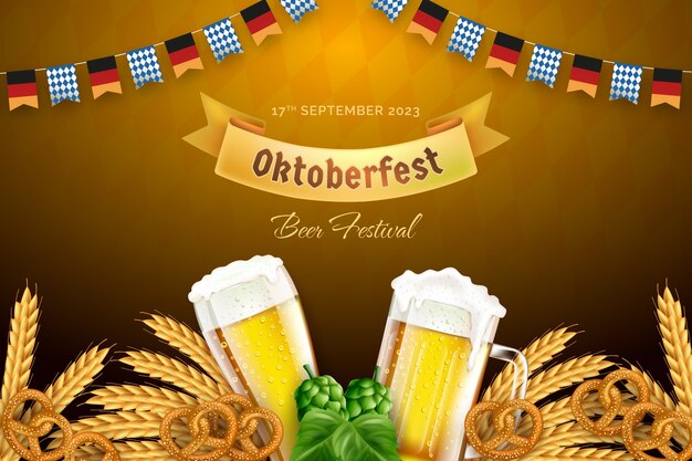 Vecteur gratuit fond réaliste pour la célébration du festival de la bière oktoberfest