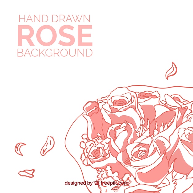 Fond De Rose Dessinée à La Main