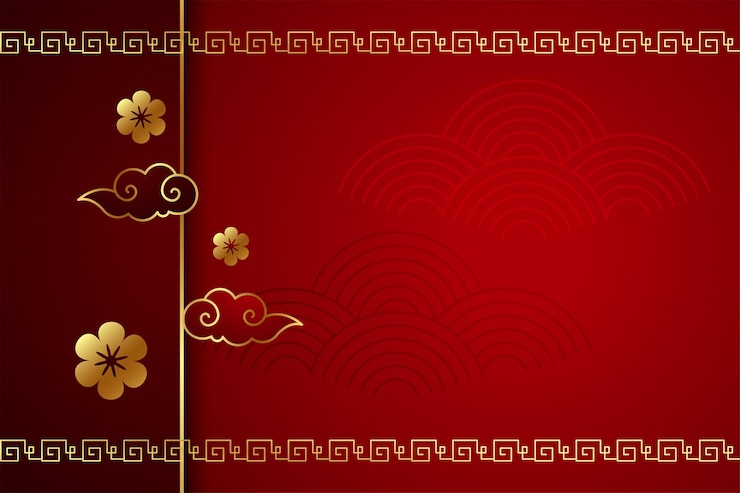 Vecteur gratuit fond rouge motif chinois décoratif