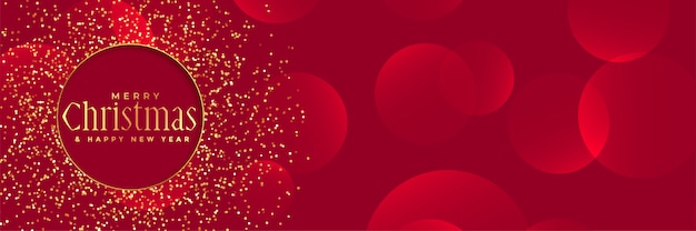 Fond Rouge Avec Des Paillettes Dorées Pour La Fête De Noël Vecteur gratuit