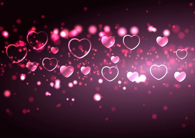 Fond de Saint Valentin avec conception de coeurs et de lumières bokeh