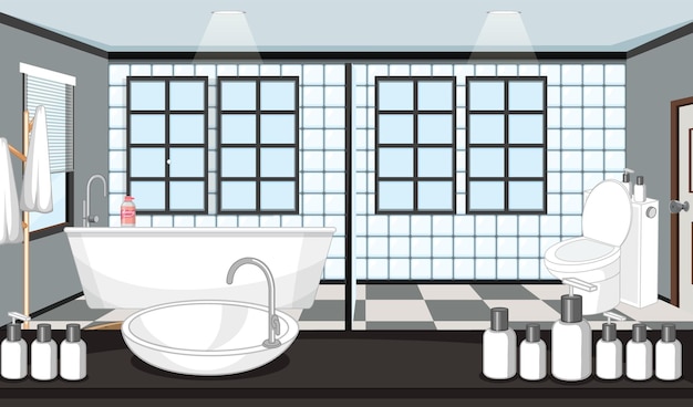 Vecteur gratuit fond de salle de bain vide avec baignoire
