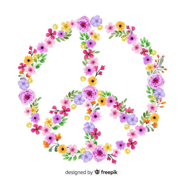 Fond de signe de paix floral