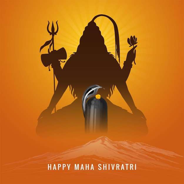 Vecteur gratuit le fond de la silhouette de lord shiv shankar pour le fond de la carte maha shivratri