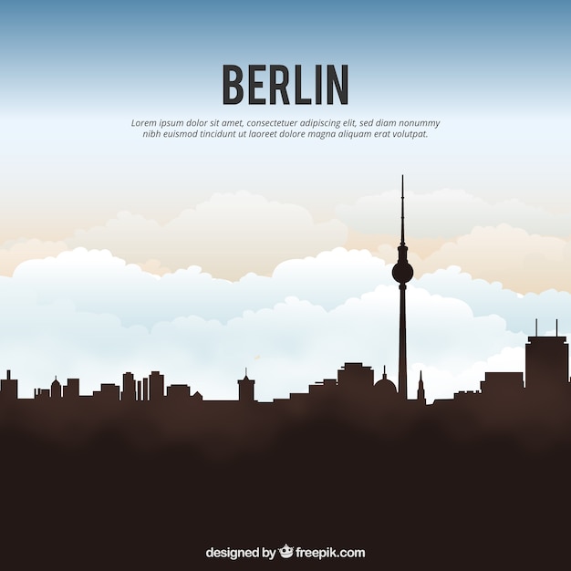 Vecteur gratuit fond de silhouette skyline de berlin