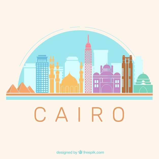 Vecteur gratuit le fond de skyline du caire